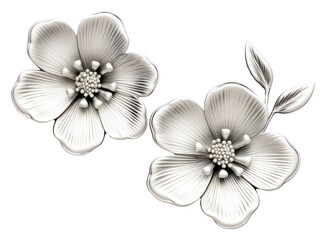 Canvas Print - PNG Cute flowers Chrome material jewelry earring brooch.