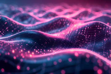 Wall Mural - a close up of a wave of pink lights on a dark background