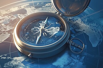 closeup of a compass pointing to a direction