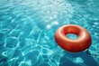 © At My Hat - A red inflatable ring is floating in a pool of water. The ring is the only object in the image, and it is the main focus of the scene