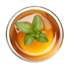 Wall Mural - tea with leaf top view isolated on transparent background cutout