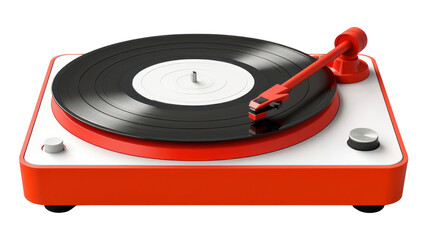 Poster - PNG Vinyl record player electronics red white background.