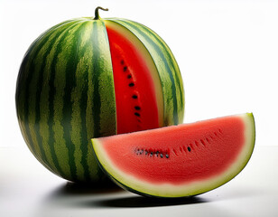 Wall Mural - Close-up with a watermelon from which a slice is cut