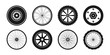 © Cezar_911 - Black wheel icon set. Bicycle, auto, motorbike wheels. Vector illustration