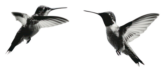 Canvas Print - PNG Two hummingbirds in flight gracefully