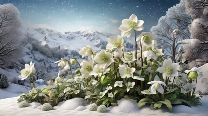 Wall Mural - landscape with snow