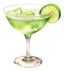 Sticker - PNG Margarita cocktail glass martini drink.