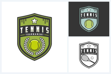 Wall Mural - Tennis logo sport design template, tennis sport emblem vector, tennis tournament logo badge design vector illustration