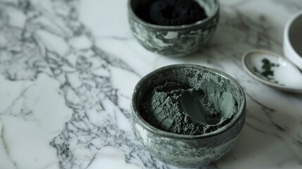 Poster - Spirulina clay mask and scrub on marble