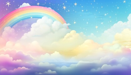 Wall Mural - pastel rainbow and clouds in the sky