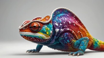 Wall Mural - Beautiful chameleon on a white background