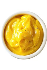 Poster - A white ceramic bowl filled with a bright yellow sauce