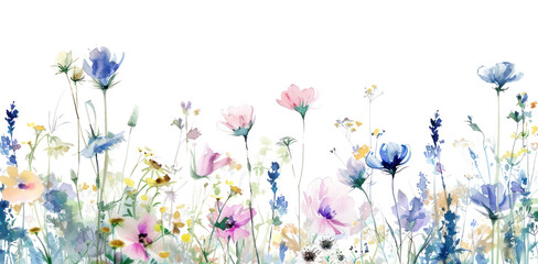 Sticker - Watercolor wildflower floral border