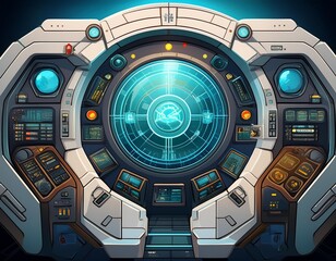 futuristic spaceship control panel.