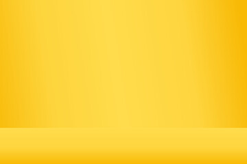 Wall Mural - empty yellow 3d studio background, vector illustration for product display backdrop