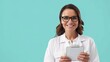 © KKC Studio - Confident Pharmacist Holding Prescription Medication with Blank Clipboard Ready for Patient Information in Pharmacy Setting