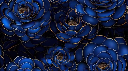 Poster - Blue and dark blue flowers 