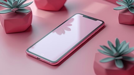 Wall Mural - ealistic smartphone mockup. Device UI/UX mockup for presentation template. . Cellphone frame with blank display isolated templates, phone different angles views. 3d isometric illustration cell phone
