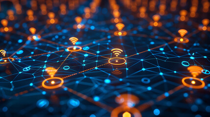 Poster - Abstract Network Connection with Wifi Symbols