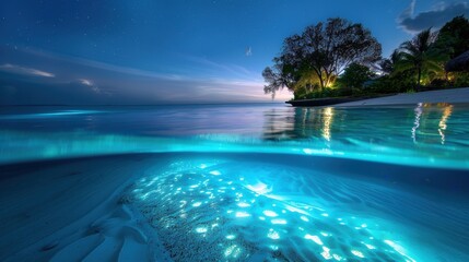 Wall Mural - An underwater sanctuary with glowing coral reefs and bioluminescent marine life, highlighting successful conservation efforts