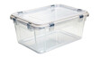 © lovetnihouse - Transparent plastic storage box with black clips isolated on a transparent background