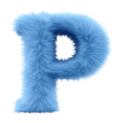 Wall Mural - PNG Alphabet P shape blue fur white background.