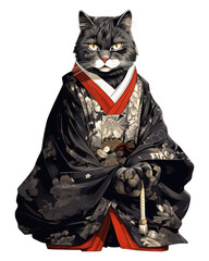 Sticker - PNG Edo era shogun cat animal mammal kimono.