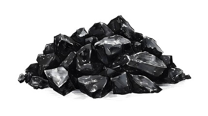 Black coal element on white background