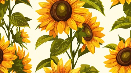 Wall Mural - set of sunflowers