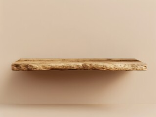 Wall Mural - Minimalist Wooden Display Shelf on Neutral Beige Background for Organic Product Presentation