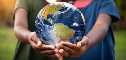 Wall Mural - Diversity hand hold the world globe , Earth day, Environmental day , Save the earth