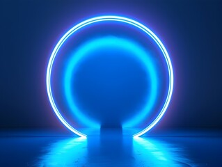 Sticker - Vibrant Neon Background with Circular Light Effects for Modern Sports Products