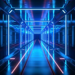 Wall Mural - futuristic neon blue sci fi holographic backdrop for high tech electronics display