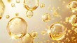 © savittree - Realistic vector of gold collagen serum bubbles, showcasing their radiant and luxurious qualities