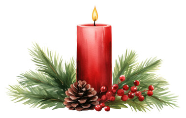 Sticker - PNG Christmas candle christmas red illuminated.