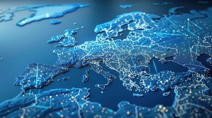 Canvas Print - a blue globe with a map of europe on it