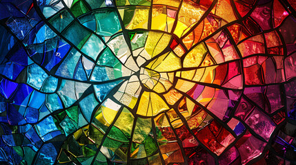 Aufkleber - Spiral-shaped multicolored mosaic background created with shattered glass fragments