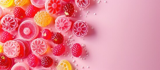 Poster - Sweet treats like jelly candies fill the copy space image