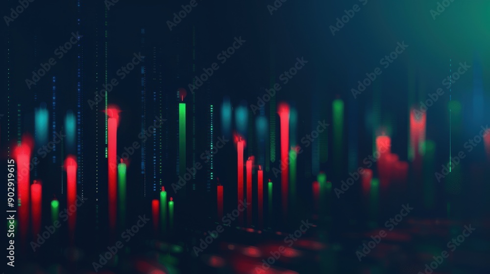 innocence stock market candlestick chart background with green and red ...
