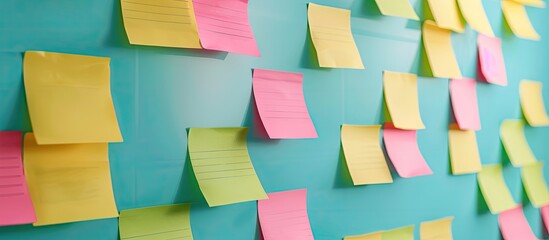 Poster - Wall mounted sticky notes for reminders with template copy space image