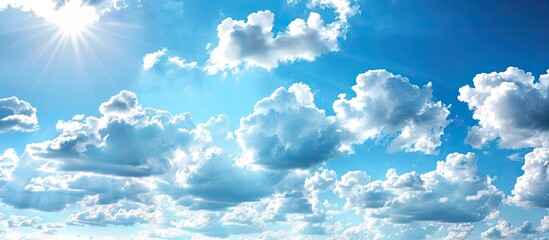 Aufkleber - Soft focus horizontal landscape with a blue sky white clouds and ample copy space image