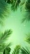 © AMK  - Green palm leaves frame on a green background. Palm fronds forming a frame around. Tropical nature design