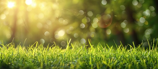 Wall Mural - a background of fresh spring grass with copy space image