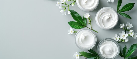 Wall Mural - Samples of moisturizer products with copy space image