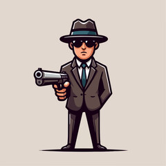 mafia person character vector illustration. retro style design