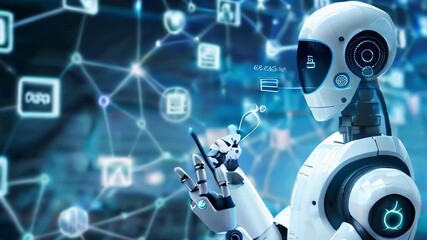 AI-driven chatbot, answering employee questions, digital abstract