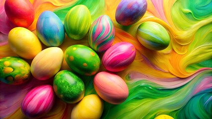 A Symphony of Spring Colors: An Abstract Easter Egg Painting  Generative AI