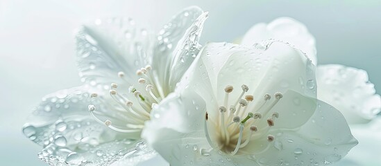 Leinwandbilder - A pristine white flower blossoms during spring embodying nature s blooming essence Ideal for cosmetics featuring pure natural ingredients Copy space image