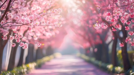 Canvas Print - Springtime Serenity Blooming Cherry Blossoms in an Enchanting Park Setting