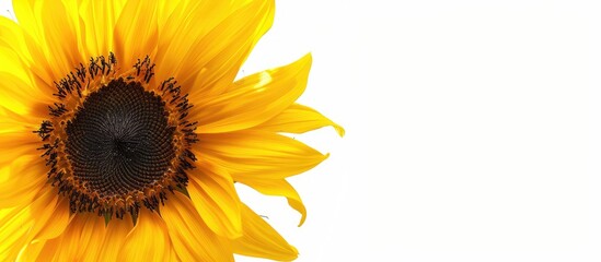 Aufkleber - Sunflower on white backdrop with copy space image